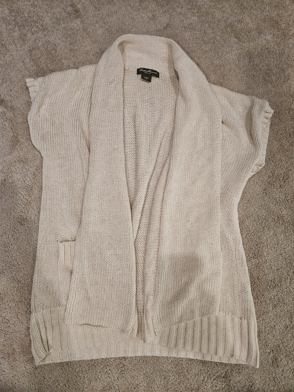 Eddie Bauer Cream Open-Front Knit Cardigan - Picture 2 of 4